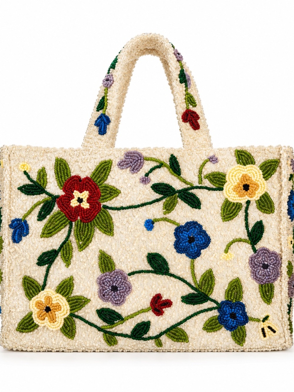 Vintage Pierre Urbach Beaded Floral Handbag Tote NWOT - Picture 2 of 8